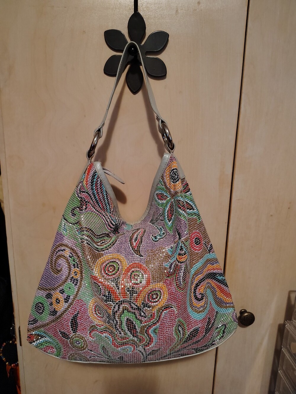 Whiting And Davis Vintage Paisley Metal Mesh Shoulder Bag